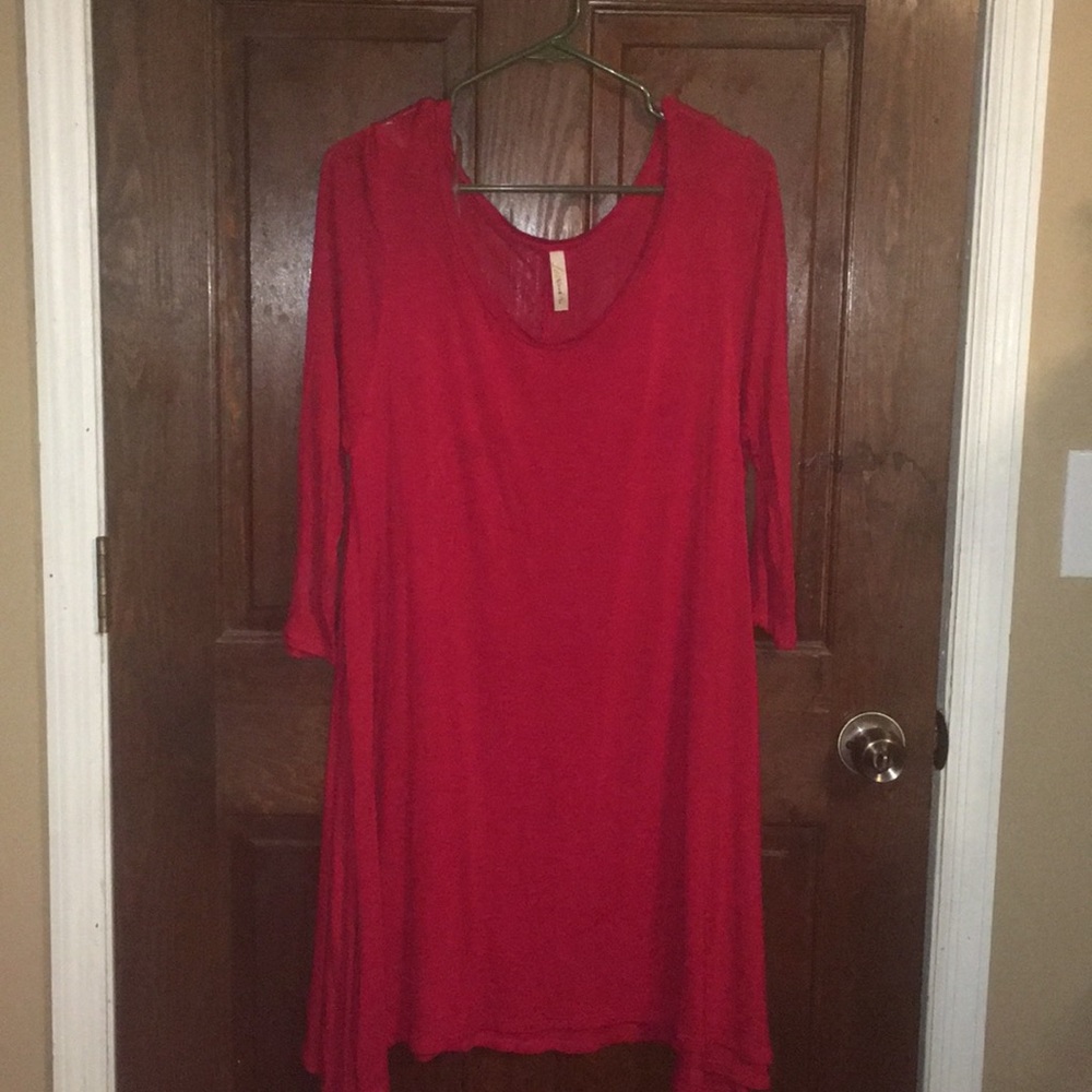 Women’s 1X Red Long Sleeve Dress: Love In